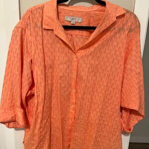 LOFT orange, eyelet blouse, size L,